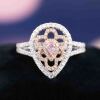 Pink & White Diamond Dress Ring - 7