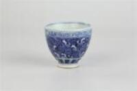 Blue & White Inverted Bell Shaped Wine Cup Decorated with Foaming Waves