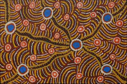 WANATJURA LEWIS "Water Snake" Acrylic on Belgian linen. Painted in 2007. Comes with Certificate of Authenticity. Artwork is stretched and ready to hang. 62cm x 93cm