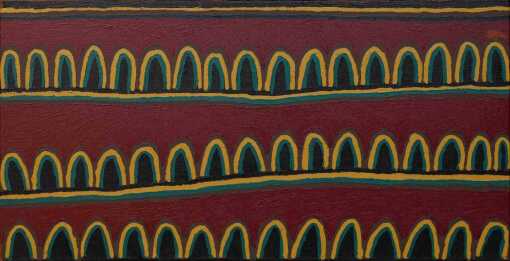 MOLLY NAPALTJARRI JUGADAI (c.1954-2011) "Puli (Hills)" Acrylic on Belgian linen. Painted in 2007. Comes with Certificate of Authenticity. Artwork is stretched and ready to hang. 62cm x 120cm