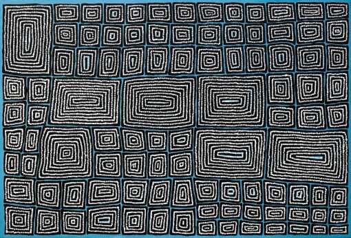THOMAS TJAPALTJARRI"Tingari"Acrylic on canvas.Painted in 2021.Comes with Certificate of Authenticity.Artwork is stretched and ready to hang.103cm x 151cm