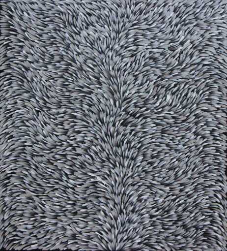 GLORIA PETYARRE "Bush Medicine Leaves" Acrylic on canvas. Painted in 2018. Comes with Certificate of Authenticity. Artwork is stretched and ready to hang. 90cm x 82cm