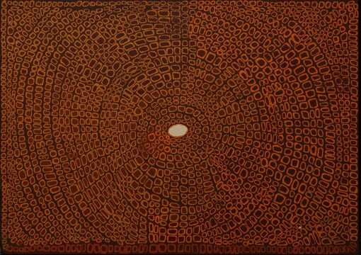 PANTJIYA NUNGURRAYI "Kunkkiyunti Rockhole Site"Acrylic on Belgian linen.Painted in 2007.Comes with Certificate of Authenticity.Artwork is stretched and ready to hang.123cm x 173cm
