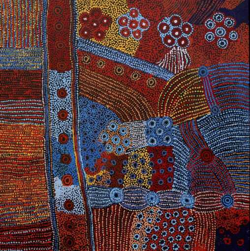 ELAINE WOODS "Minma Kutjara" Acrylic on linen. Painted in 2021. Comes with Certificate of Authenticity. Artwork is stretched and ready to hang. 119cm x 120cm