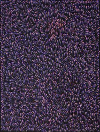 GLORIA PETYARRE (c1942 - 2021) "Bush Medicine Leaves" Acrylic on canvas. Painted in 2005. Comes with Certificate of Authenticity. Artwork is signed, stretched and ready to hang. 92cm x 122cm