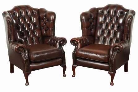 PAIR OF LIBRARY ARMCHAIRS