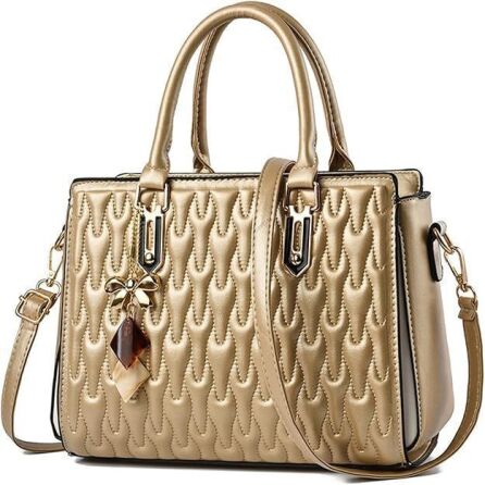 NICOLE & DORIS Women Designer Crossbody Bag with Pendant - Gold