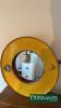 Vintage Shell-Branded Repurposed Industrial Mirror, Yellow Metal Frame