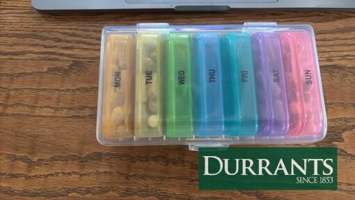 Weekly Pill Organizer, Multicolored, 7 Removable Compartments, Monday to Sunday Labels