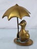 Solid Brass Duck w/Umbrella Figurine - 2