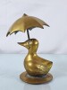 Solid Brass Duck w/Umbrella Figurine - 3