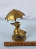 Solid Brass Duck w/Umbrella Figurine - 4