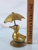 Solid Brass Duck w/Umbrella Figurine - 5