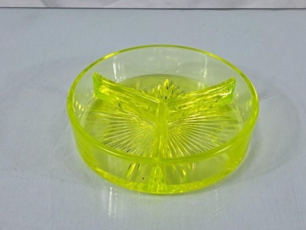 Stunning Vaseline Glass Divided Dish