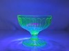 Pretty Uranium Green Glass Dessert Cups - 2