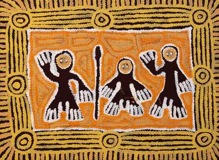 SAMANTHA DANIEL NAPALTJARRI"My Grandmother's Story - The Explorers"Acrylic on canvas.Painted in 2021.Comes with Certificate of Authenticity.Artwork is stretched and ready to hang.71cm x 96cm