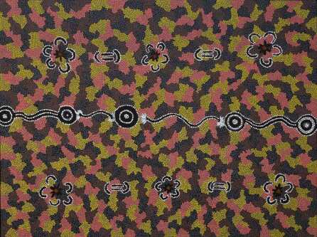 PRISCILLA NAPANANGKA BROWN "Womens Business" Acrylic on canvas. Provenance: Desert Art Gallery. Comes with Certificate of Authenticity. Artwork is stretched and ready to hang. 91cm x 121cm