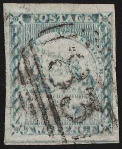 1850 Sydney View 2d dull blue, Plate 1, later impressions