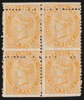 1879-81 QV Sideface 4d orange-yellow, blk of 4