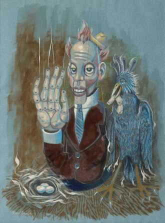 KARL PRIEBE (1914-1976) MAGIC REALIST GOUACHE ON PAPER