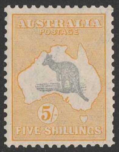5/- Grey & yellow-orange. W/C, VF fresh MLH. SG 135 &pound;180. ACSC 46B cat $375. (P)
