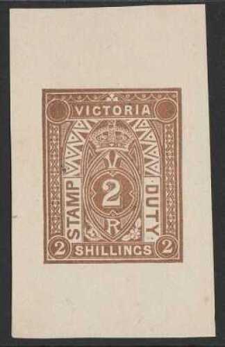 1884 Crown Stamp Duty 2/- brown, imperf PROOF