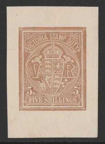 1884-96 VR Stamp Duty 5/- brown, imperf PROOF