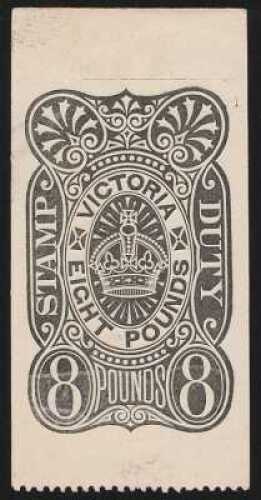 1884-96 Stamp Duty &pound;8 black Postal Fiscal DIE PROOF