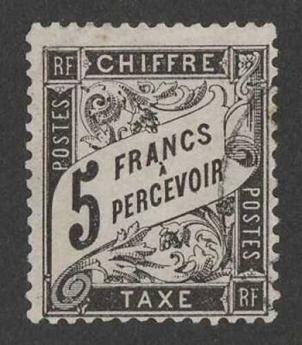 1881-92 Postage Due 5Fr black. VFU appearance, expertly repaired UL cnr perf, light cancel.