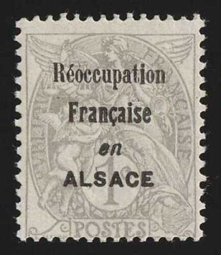 1915 'Reoccupation Francaise en ALSACE' opt Blanc 1c grey,