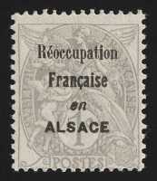 1915 'Reoccupation Francaise en ALSACE' opt Blanc 1c grey,