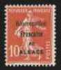 1915 'Reoccupation Francaise en ALSACE' opt Sower 10c red, unframed opt type, unissued essay.