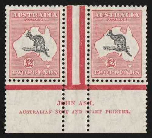 &pound;2 Black & rose, 'John Ash Australian Note & Stamp Printer'