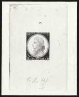 1941 Mozart Death Anniv 6+4pf black, imperf DIE PROOF (92x78mm) with sunken surround margins on...