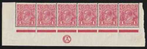 1d Rose (G21) LL cnr CA Monogram strip of 6