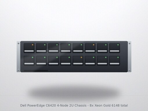 Dell PowerEdge C6420 4-Node 2U Chassis - 8x Xeon Gold 6148 total