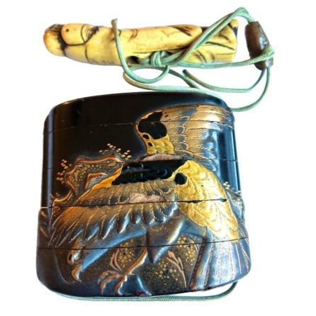 Ancient Object: "Saru Taka Zu Komaki-e Inro" (Inro with High Maki-e Decoration of Monkey and Hawk