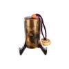 Round-shaped inro with gold maki-e decoration of waves and plovers, interior with nashiji finish,