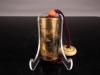 Round-shaped inro with gold maki-e decoration of waves and plovers, interior with nashiji finish, - 3