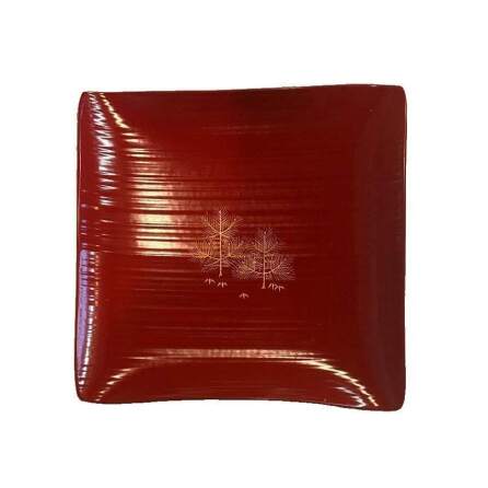 Red Lacquerware, Square Shape, Tamura Soun