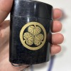 Inro by Nishiyama Sho, Black Lacquer Style, with Cord and Tokugawa Aoi Crest. - 4