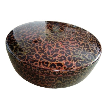 Tsugaru-nuri Craftwork Circular Lacquerware with Lid Confectionery Bowl Confectionery Box Small Item
