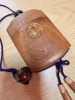 Wooden Carved Inro, Tea Color, with Purple Cord - 2