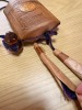 Wooden Carved Inro, Tea Color, with Purple Cord - 3