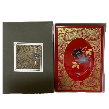 Preserved Item: Retro Lacquer Painting with Floral Pattern, Address Book, Paisley Design, Gold