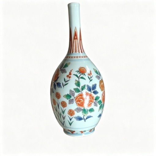 Lacquer Art by Shiko: Ceramic Vase with Floral Patterns
