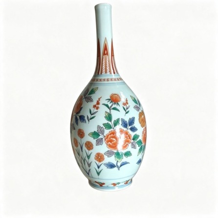 Lacquer Art by Shiko: Ceramic Vase with Floral Patterns