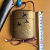 Antique Carving of Swallows and Waves Inro - 2