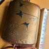 Antique Carving of Swallows and Waves Inro - 5